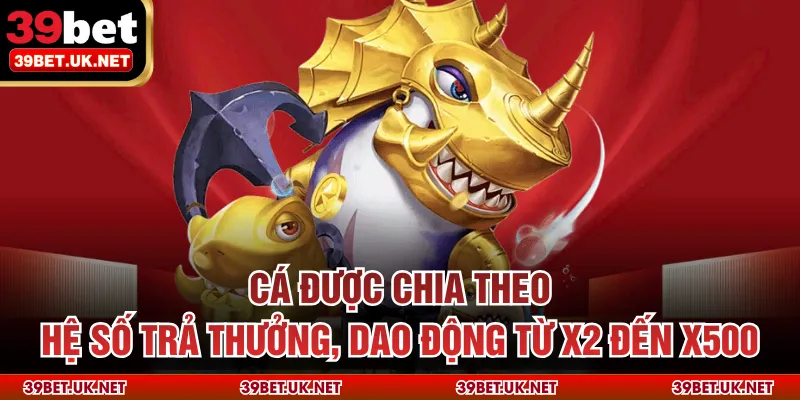 Cá được chia theo hệ số trả thưởng, dao động từ x2 đến x500 